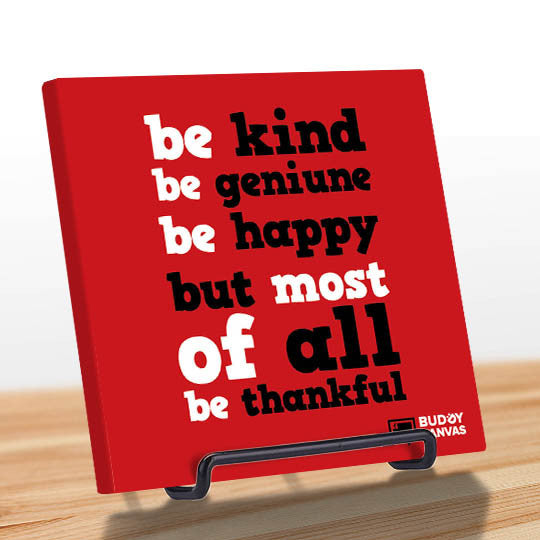 Be Thankful Be Kind Quote - BuddyCanvas  Red - 2
