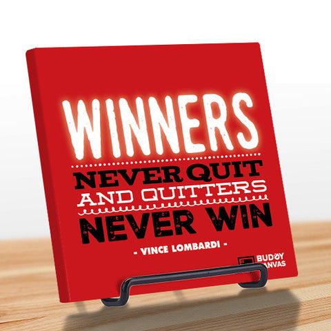 Winners Never Quit - Vince Lombardi Quote - BuddyCanvas  Red - 1
