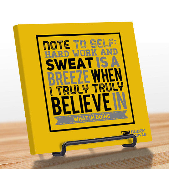 Hard Work & Belief Quote - BuddyCanvas  Yellow - 2